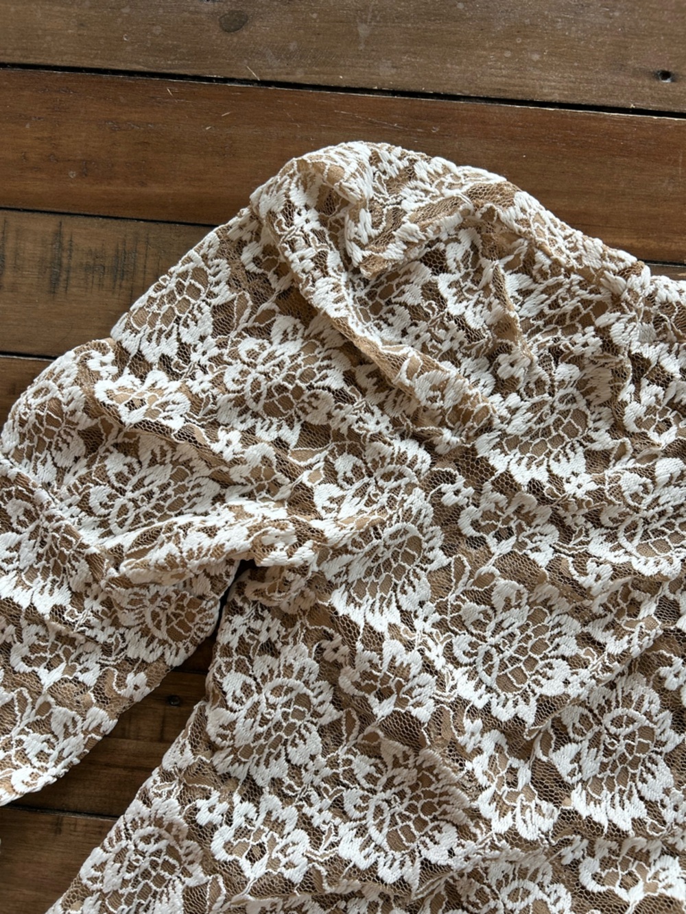 NWT Anthropologie Dolan Lace Puff Sleeve White Beige Blouse M - Picture 8 of 10